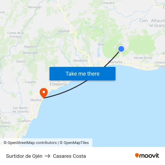 Surtidor de Ojén to Casares Costa map