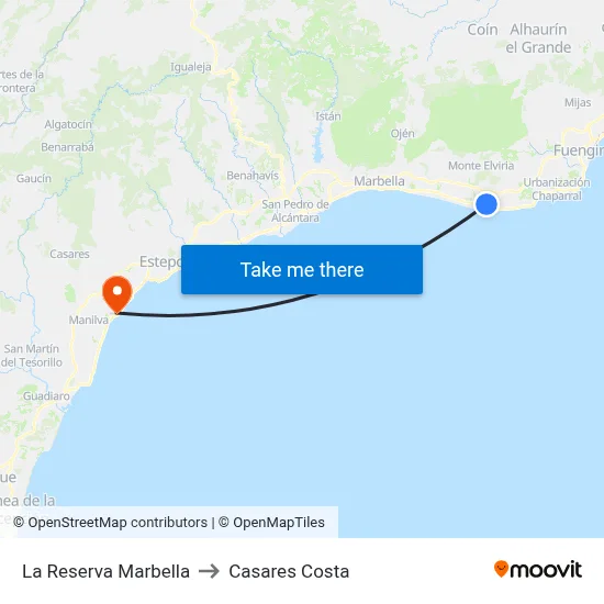 La Reserva Marbella to Casares Costa map