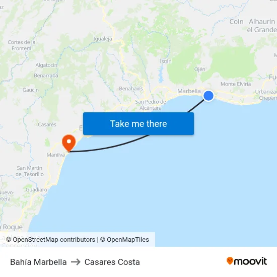 Bahía Marbella to Casares Costa map