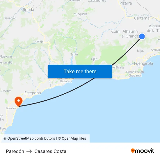 Paredón to Casares Costa map