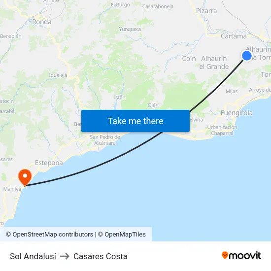 Sol Andalusí to Casares Costa map