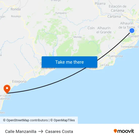 Calle Manzanilla to Casares Costa map