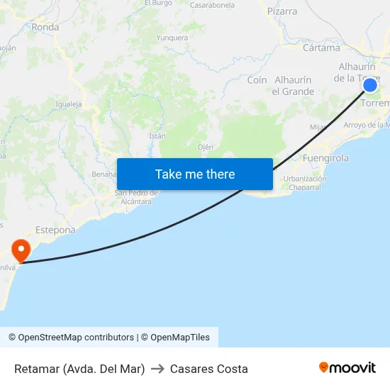 Retamar (Avda. Del Mar) to Casares Costa map