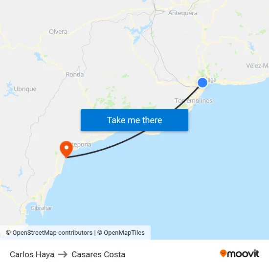 Carlos Haya to Casares Costa map