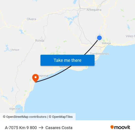 A-7075 Km  9 800 to Casares Costa map