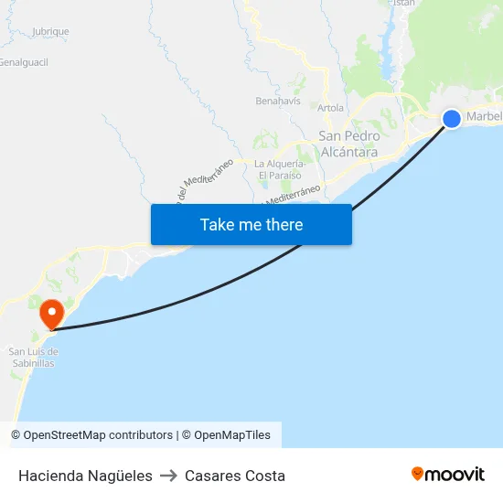 Hacienda Nagüeles to Casares Costa map