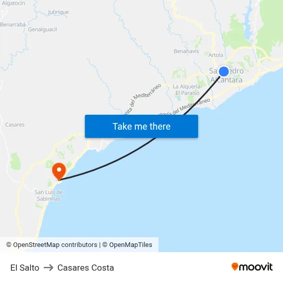 El Salto to Casares Costa map