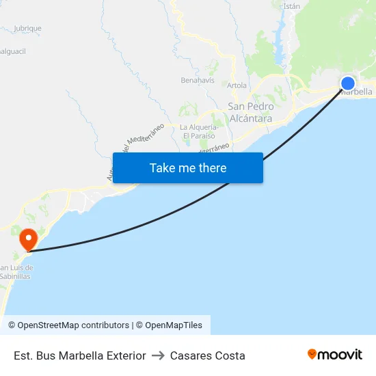 Est. Bus Marbella Exterior to Casares Costa map