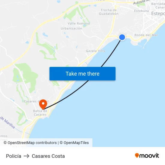 Policía to Casares Costa map