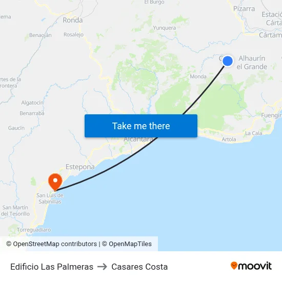 Edificio Las Palmeras to Casares Costa map
