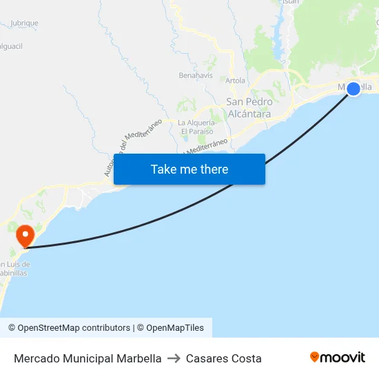 Mercado Municipal Marbella to Casares Costa map