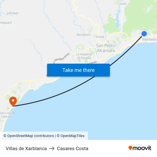 Villas de Xarblanca to Casares Costa map