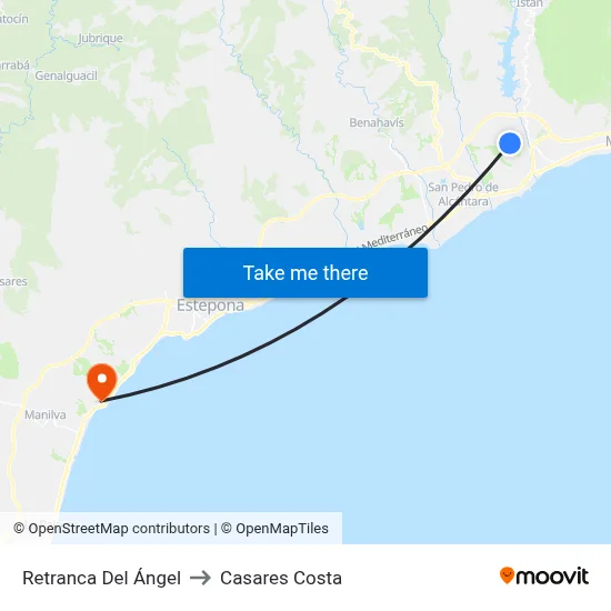 Retranca Del Ángel to Casares Costa map