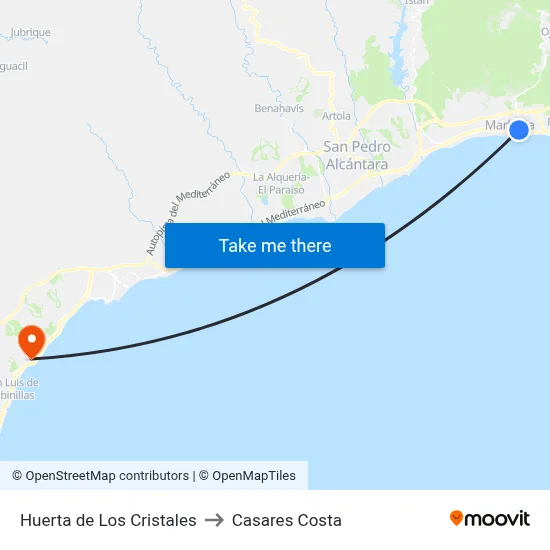 Huerta de Los Cristales to Casares Costa map