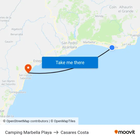Camping Marbella Playa to Casares Costa map