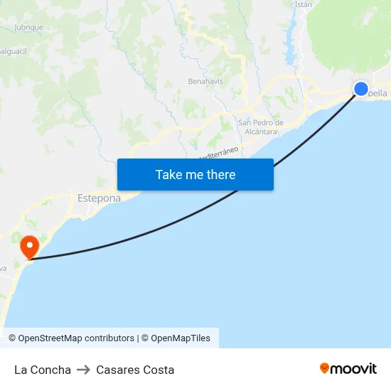 La Concha to Casares Costa map