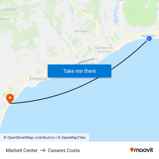 Marbell Center to Casares Costa map