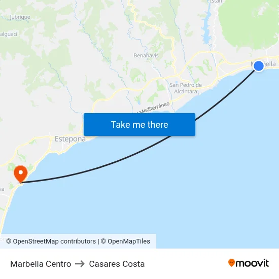 Marbella Centro to Casares Costa map