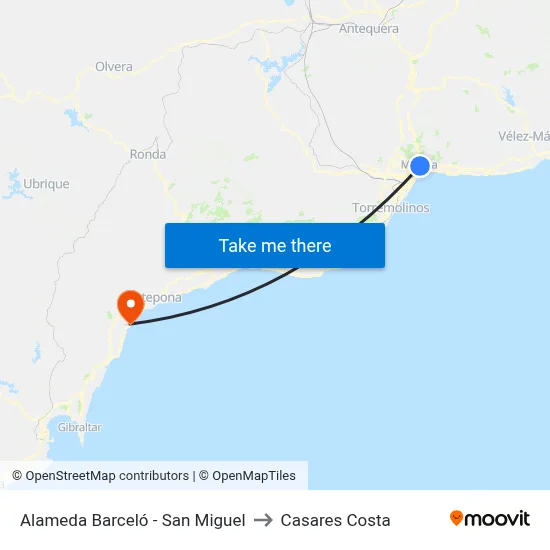 Alameda Barceló - San Miguel to Casares Costa map