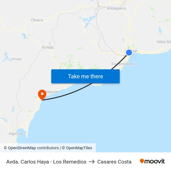 Avda. Carlos Haya - Los Remedios to Casares Costa map