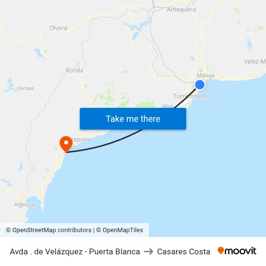 Avda . de Velázquez - Puerta Blanca to Casares Costa map