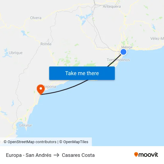 Europa - San Andrés to Casares Costa map
