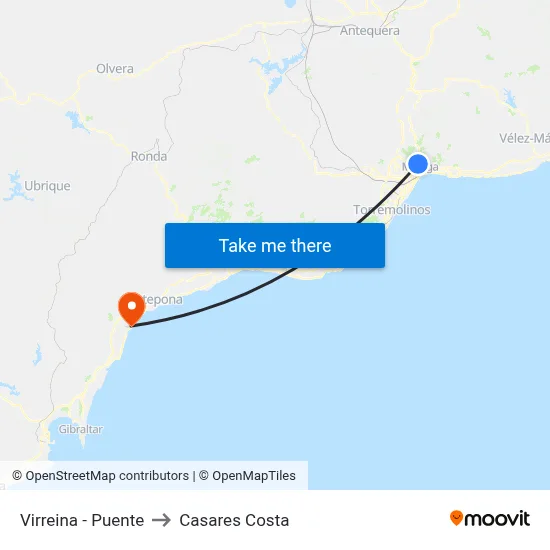 Virreina - Puente to Casares Costa map