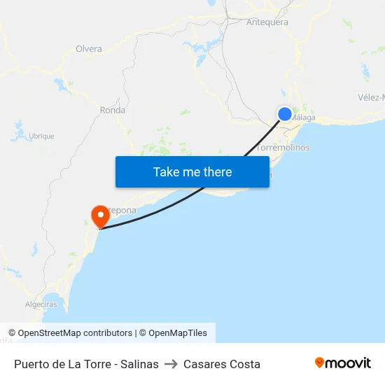 Puerto de La Torre - Salinas to Casares Costa map