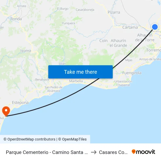 Parque Cementerio - Camino Santa Inés to Casares Costa map