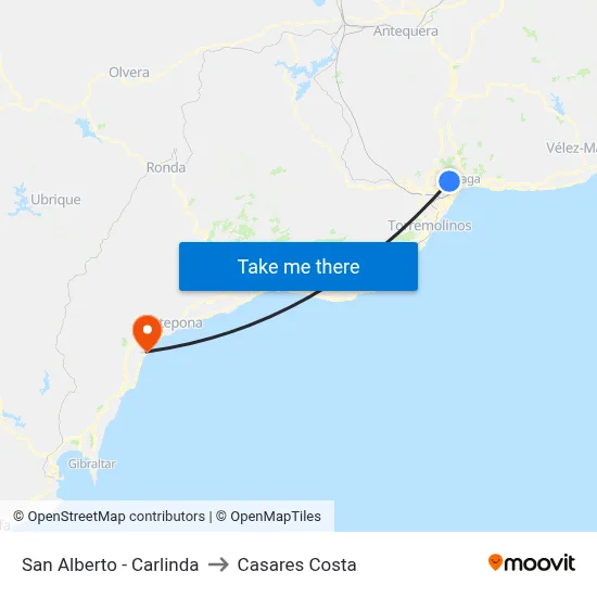 San Alberto - Carlinda to Casares Costa map