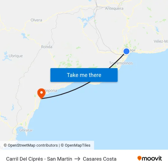 Carril Del Ciprés - San Martín to Casares Costa map