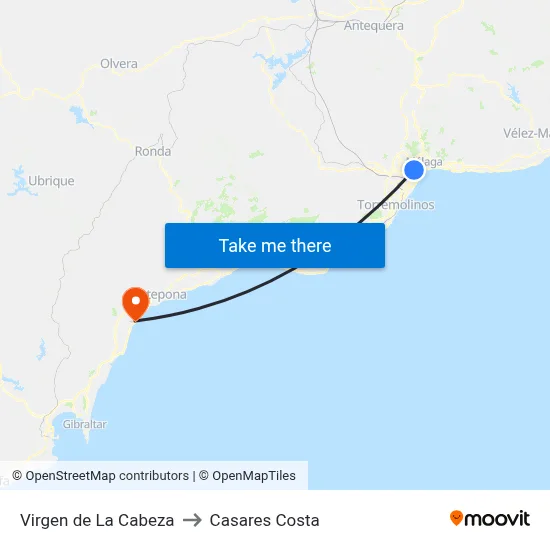 Virgen de La Cabeza to Casares Costa map