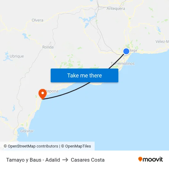 Tamayo y Baus - Adalid to Casares Costa map
