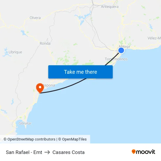 San Rafael - Emt to Casares Costa map