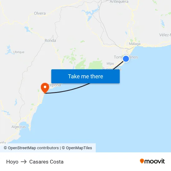 Hoyo to Casares Costa map