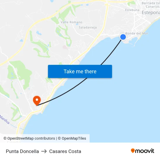 Punta Doncella to Casares Costa map