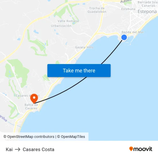 Kai to Casares Costa map