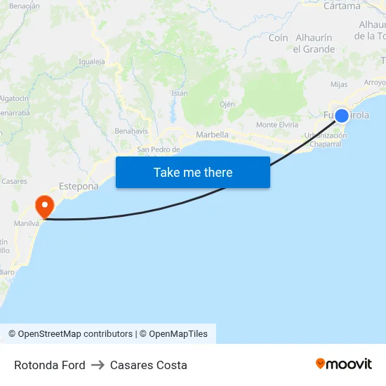 Rotonda Ford to Casares Costa map