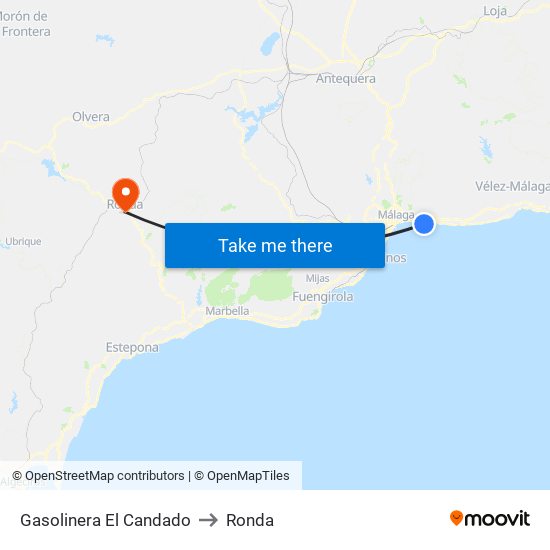 Gasolinera El Candado to Ronda map