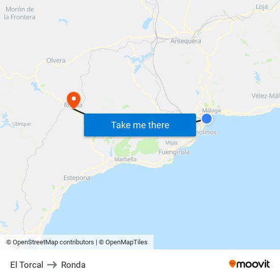El Torcal to Ronda map