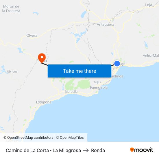 Camino de La Corta - La Milagrosa to Ronda map