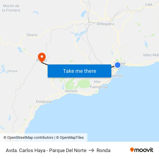 Avda. Carlos Haya - Parque Del Norte to Ronda map