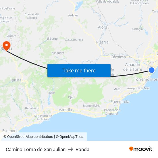 Camino Loma de San Julián to Ronda map