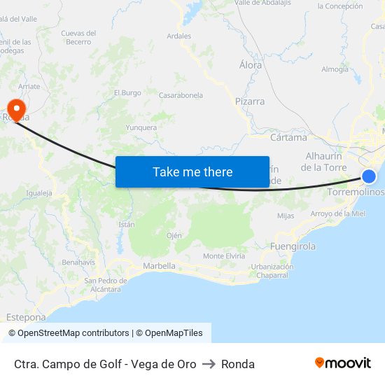 Ctra. Campo de Golf - Vega de Oro to Ronda map