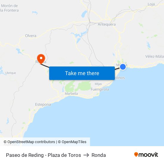 Paseo de Reding - Plaza de Toros to Ronda map