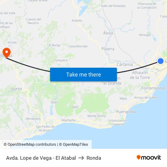 Avda. Lope de Vega - El Atabal to Ronda map