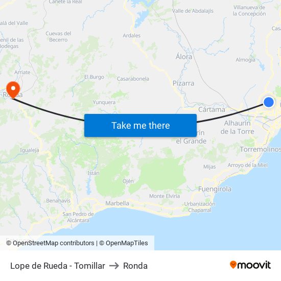 Lope de Rueda - Tomillar to Ronda map
