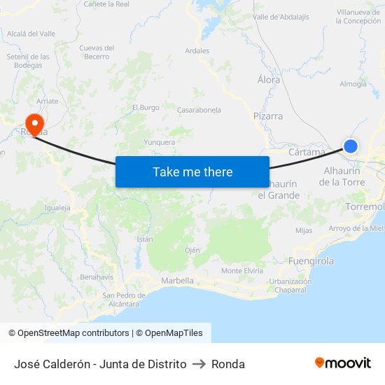 José Calderón - Junta de Distrito to Ronda map