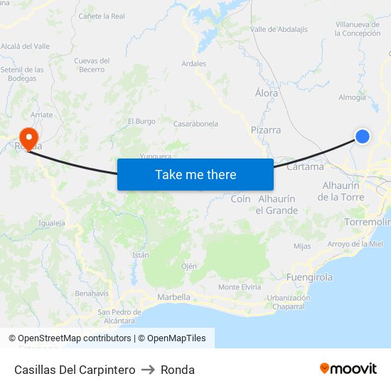 Casillas Del Carpintero to Ronda map