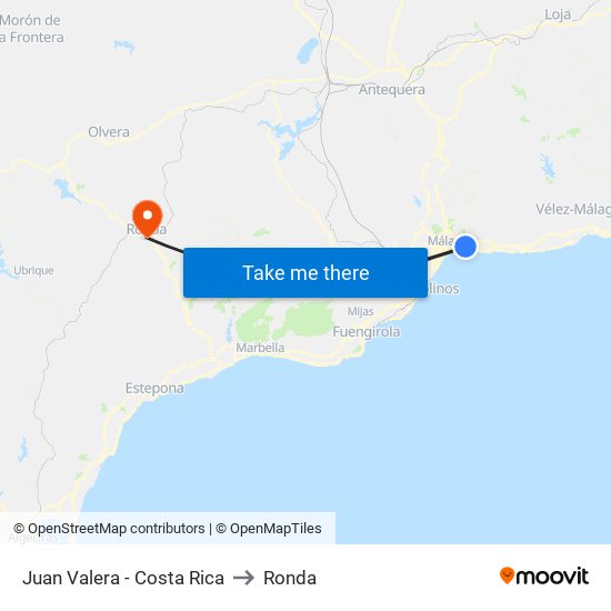 Juan Valera - Costa Rica to Ronda map